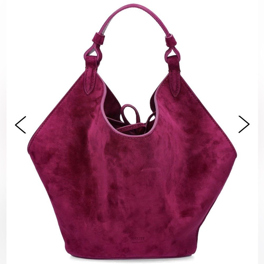 KHAITE MINI LOTUS BAG in Rasberry suede